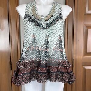 Solitaire Blouse Sheer boho babydoll size medium